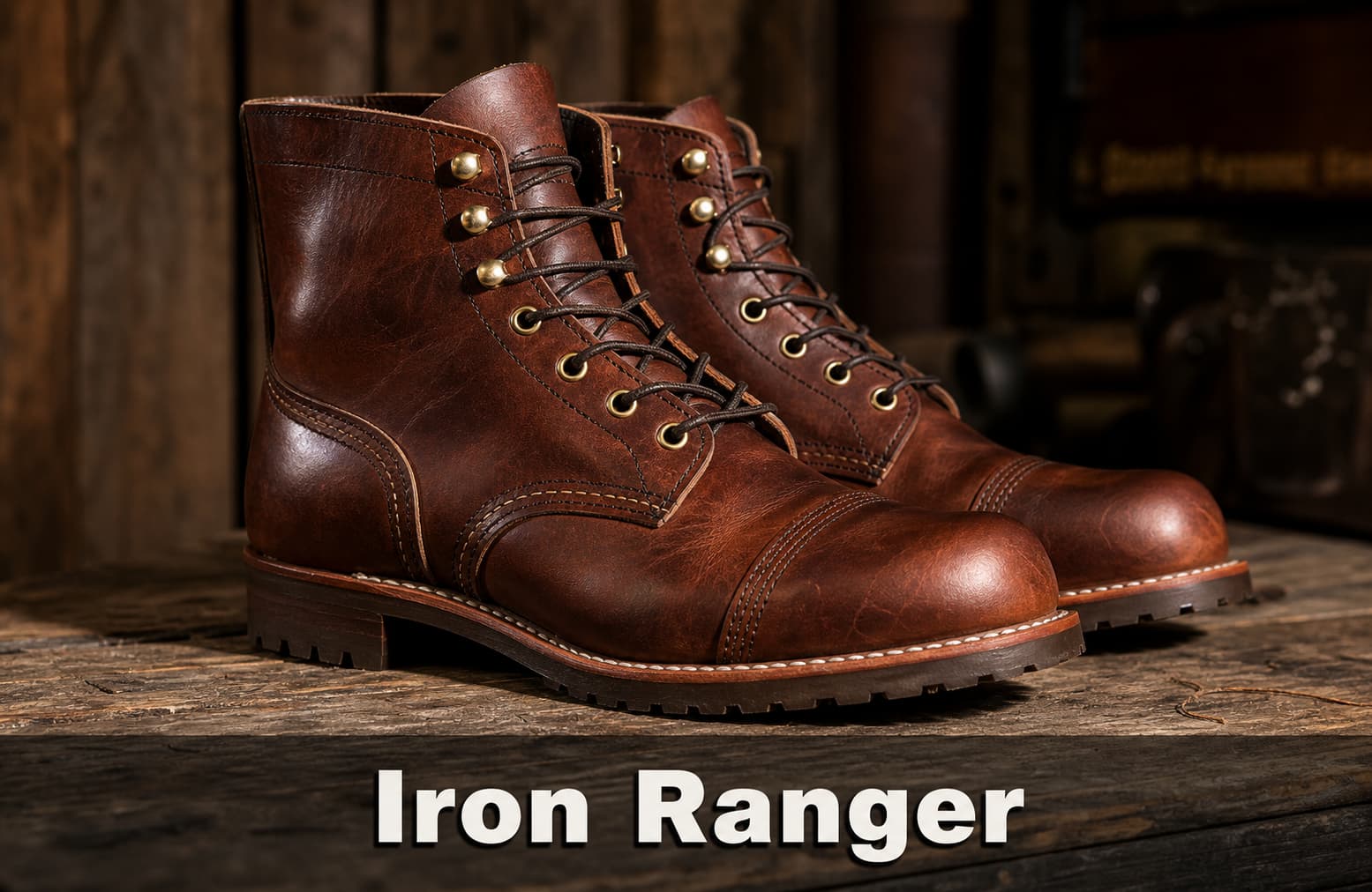 Botte Red Wing Iron Ranger en cuir ambré, vue latérale
